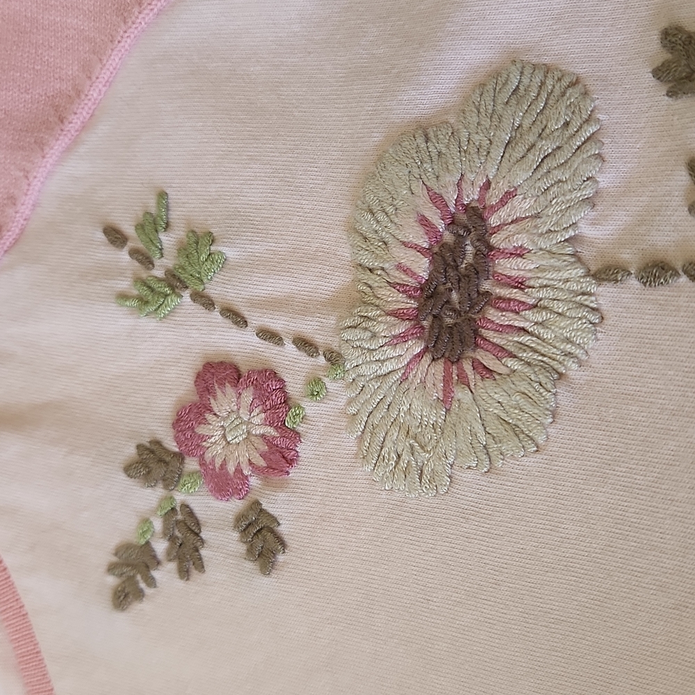 Liz Claiborne Sz L Drk Pink At Shoulders,Light Pink Body Wcascade Flowers - Picture 7 of 10